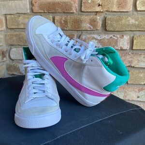 New Nike Blazer Mid 77 White Pink Fuchsia Sneaker Shoes